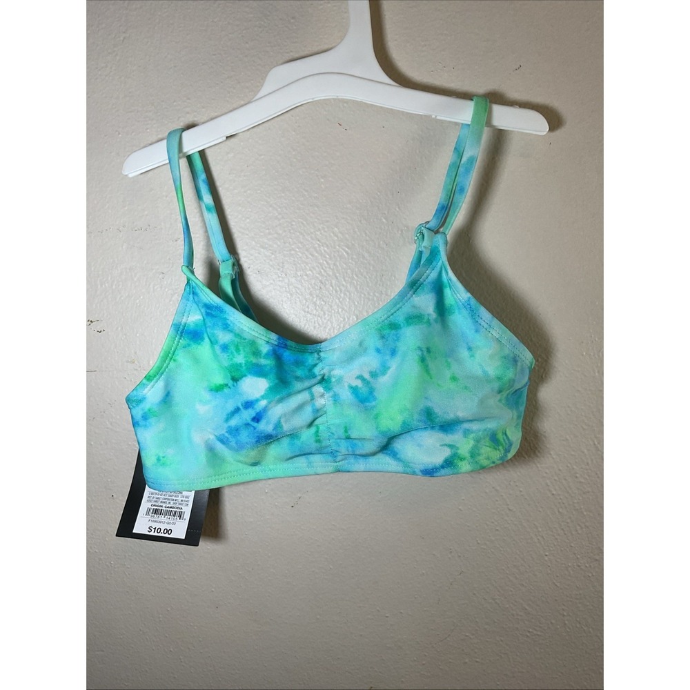 Girls Kids Blue Green Tie-Dye Bikini Swim Top Only Size Small (6/7)‎ Art Class